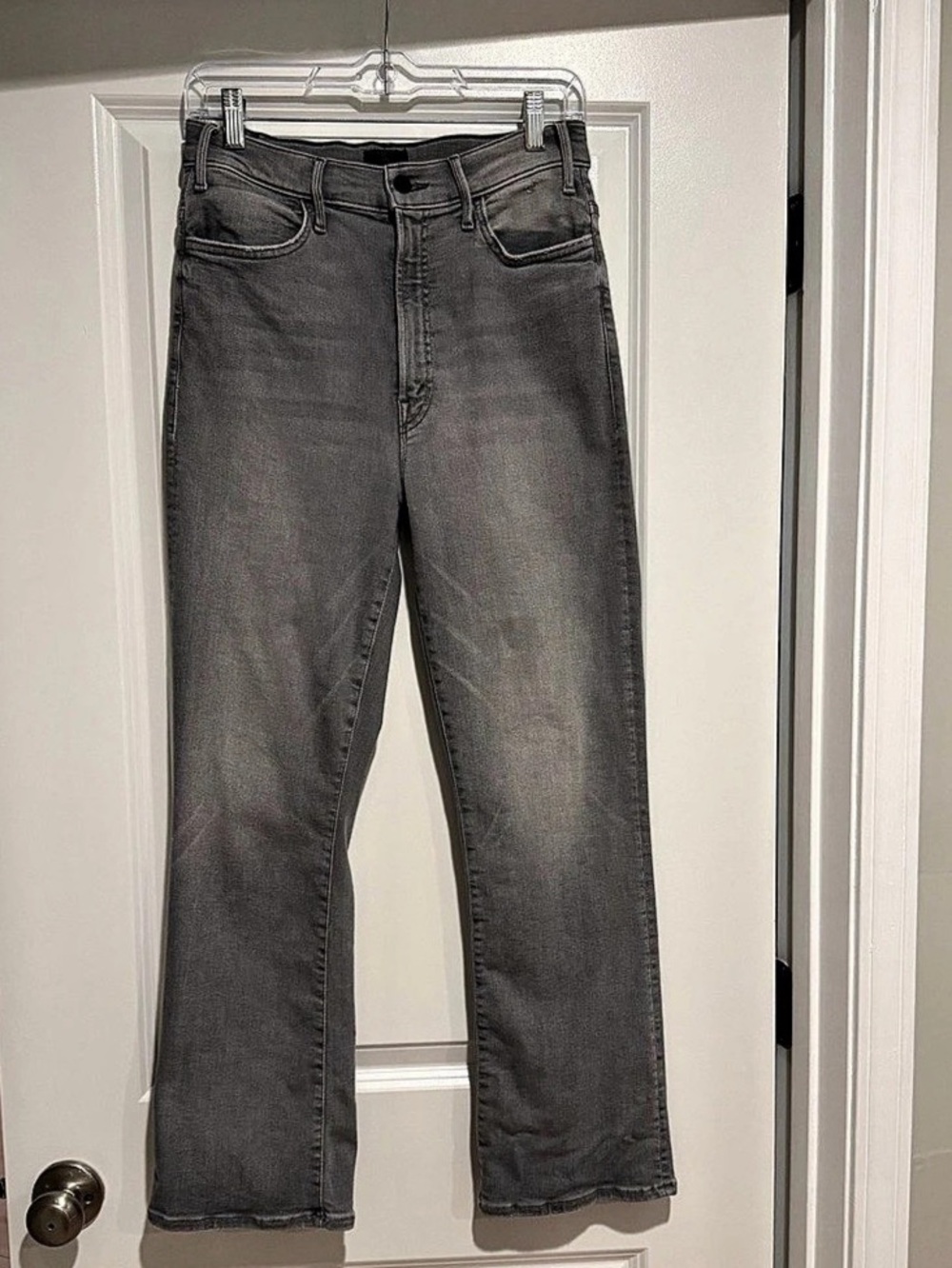 MOTHER The Hustler Ankle Fray Gray Straight Leg Jeans Waist 28